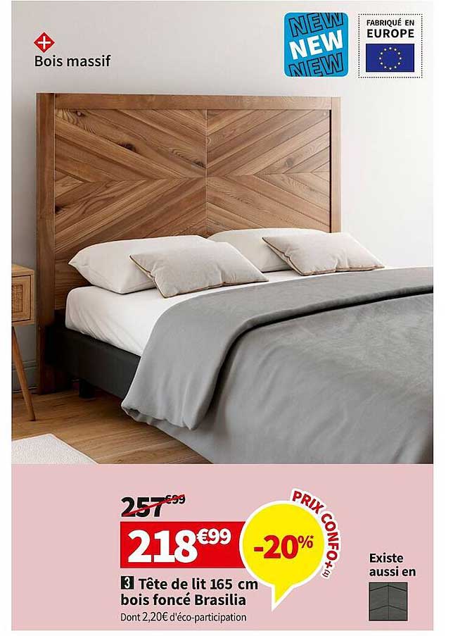 tête de lit 165cm bois foncé brasilia