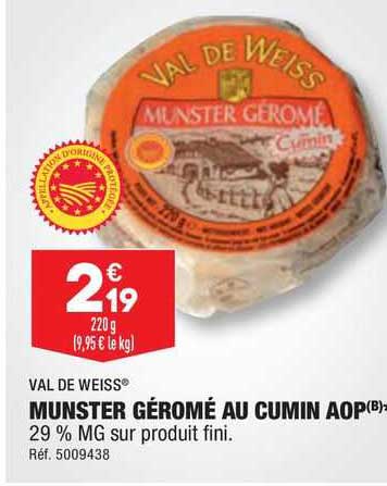 Val De Weiss Munster Géromé Au Cumin Aop