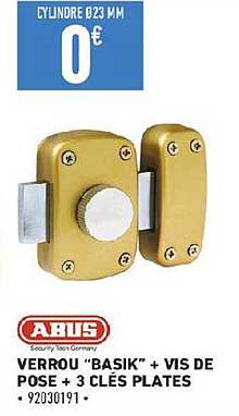 verrou "basik" + vis de pose + 3 clés plates abus