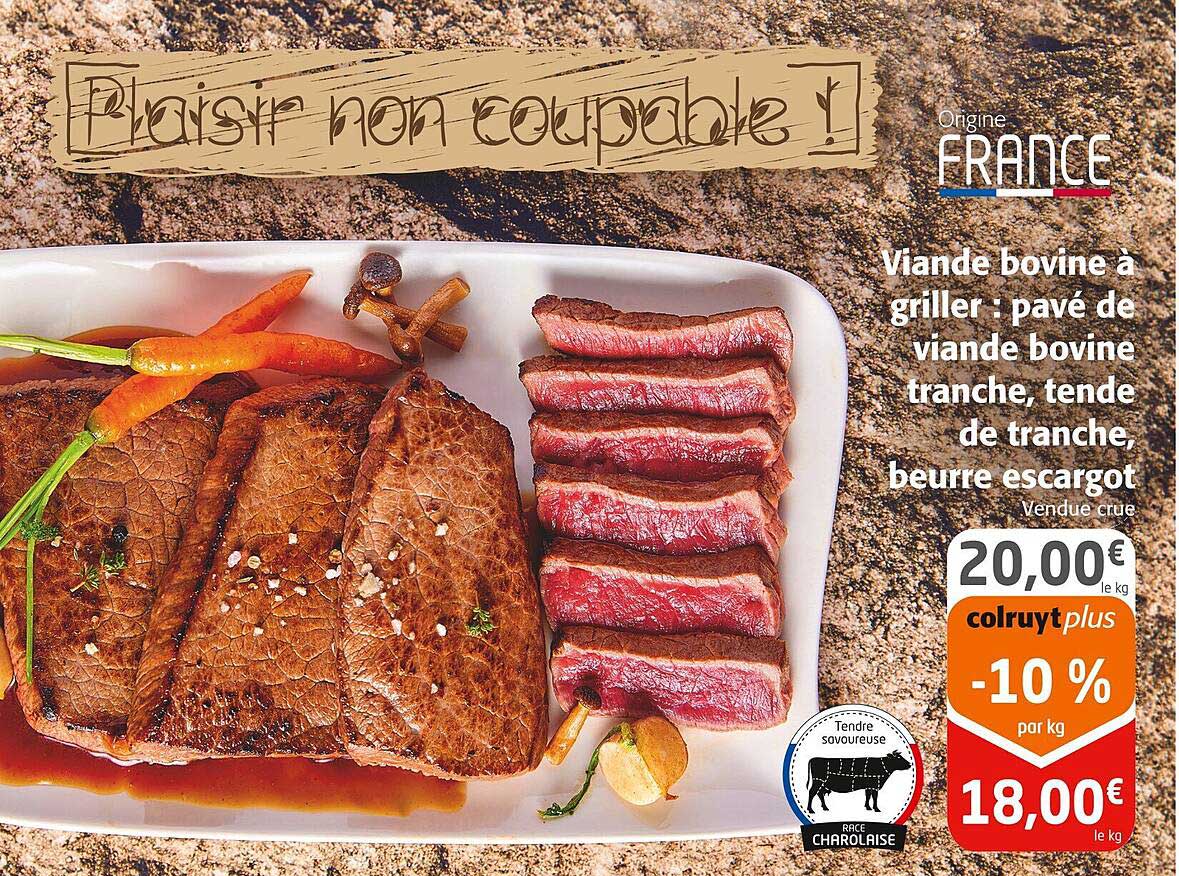 viande bovine à griller: pavé de viande bovine tranche, tende de tranche, beurre escargot