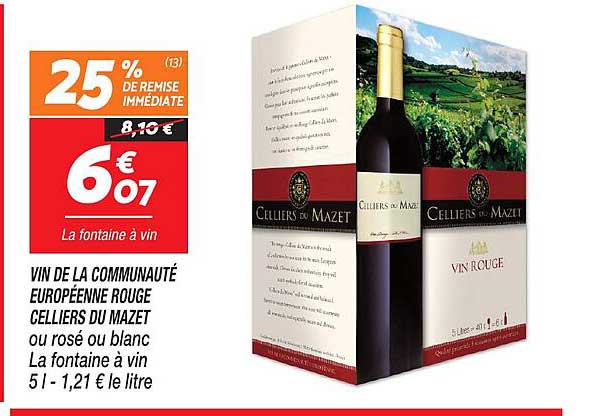 vin de la communauté européenne rouge celliers du mazet