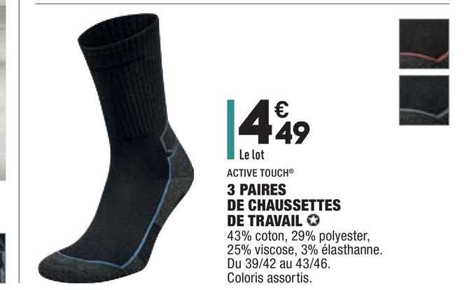 3 Paires De Chaussettes De Travail Active Touch