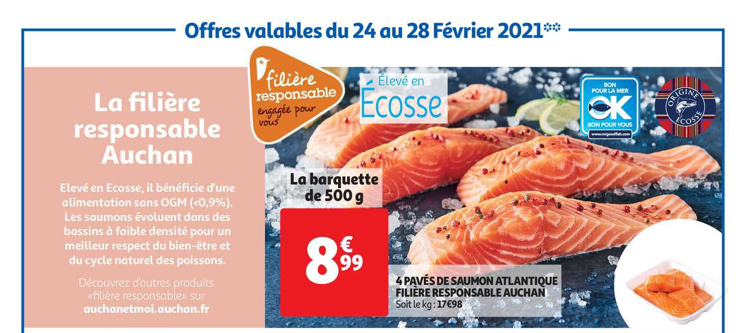 4 Pavés De Saumon Atlantique Filière Responsable Auchan