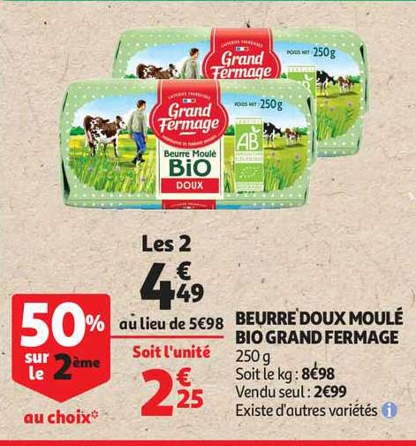 beurre doux moulé bio grand fermage