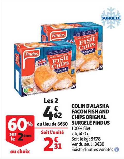 colin d'alaska façon fish and chips original surgelé findus