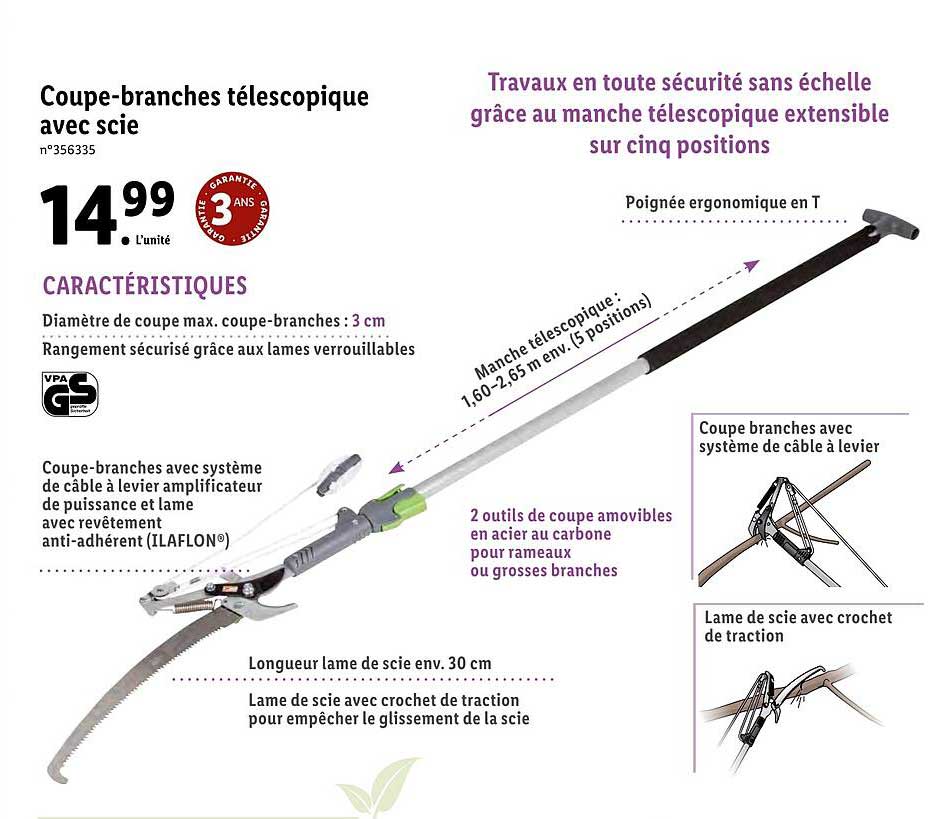 coupe-branches télescopique avec scie