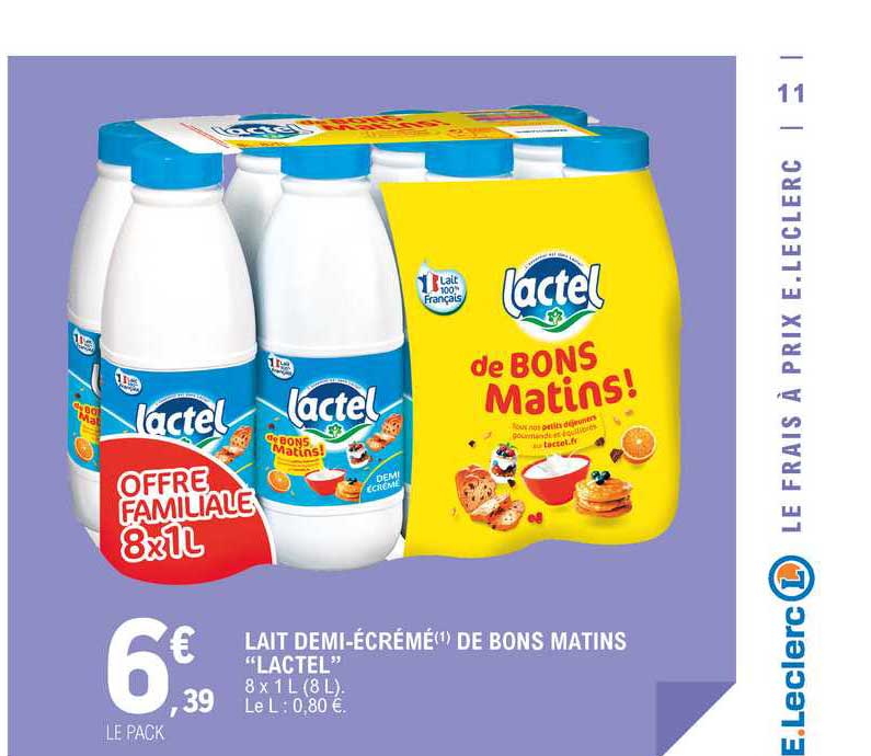 lait demi-écrémé de bons matins "lactel"