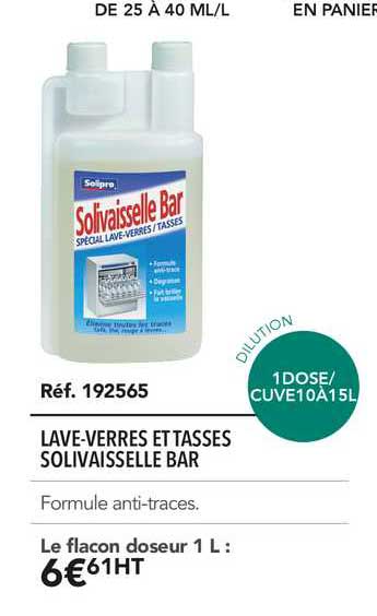 lave verres et tasses solivaisselle bar