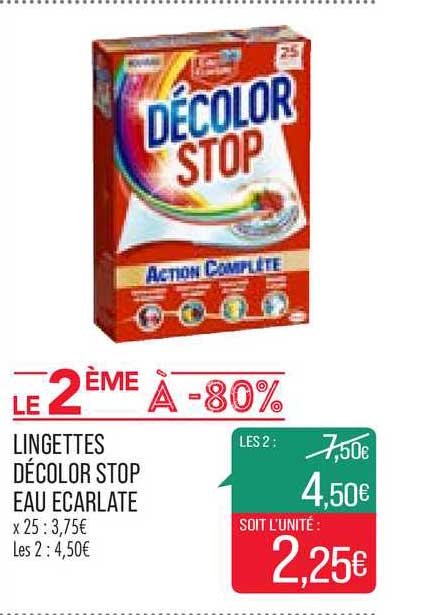 lingettes décolor stop eau écarlate