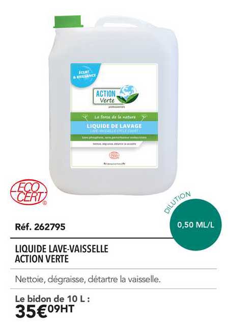 liquide lave vaisselle action verte