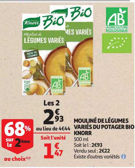 mouliné de légumes variés du potager bio knorr