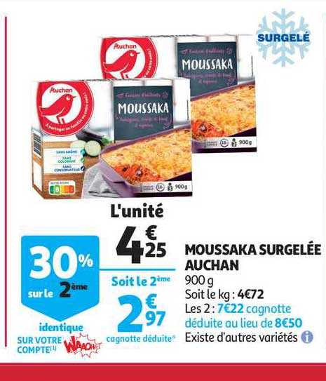 Moussaka Surgelée Auchan