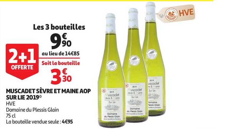 muscadet sèvre et maine aop sur lie 2019 hve domaine du plessis glain