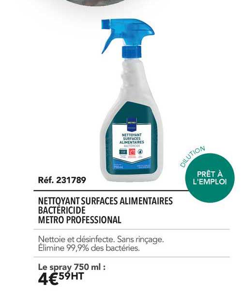 nettoyant surface alimentaires bactéricide metro professional