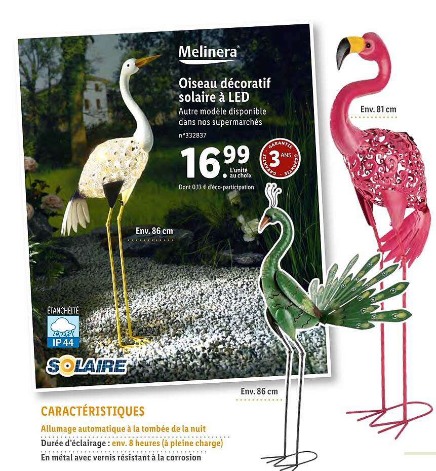 oiseau décoratif solaire à led melinera