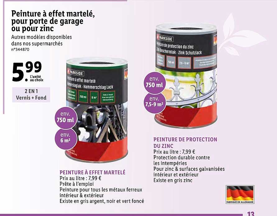 peinture à effet martelé, pour porte de garage ou pour zinc parkside