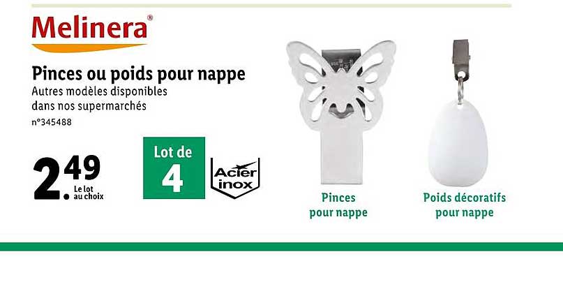Pinces Ou Poids Pour Nappe Melinera