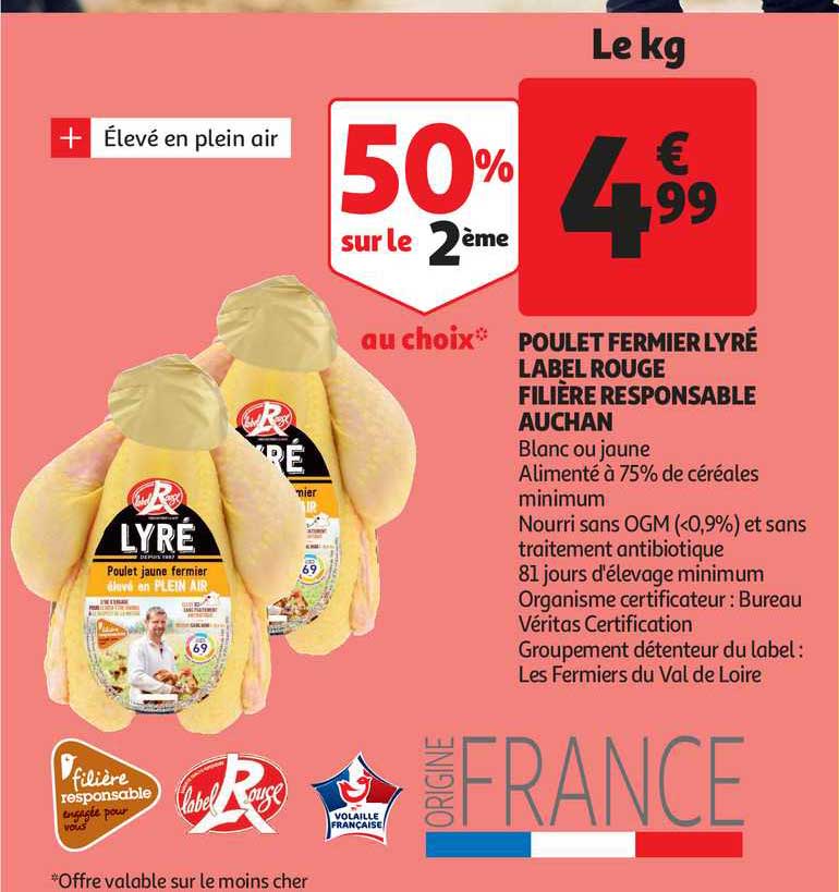 poulet fermier lyré label rouge filière responsable auchan