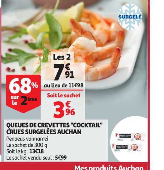 Queues De Crevettes "cocktail" Crues Surgelées Auchan