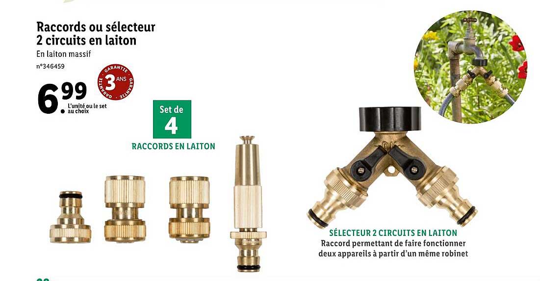 raccords ou sélecteur 2 circuits en laiton