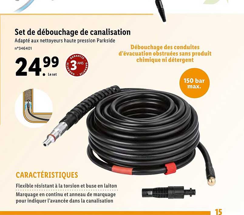 set de débouchage de canalisation