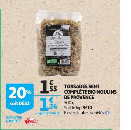 torsades semi complète bio moulins de provence