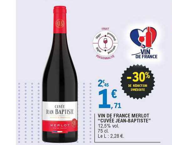 vin de france merlot "cuvée jean-baptiste"