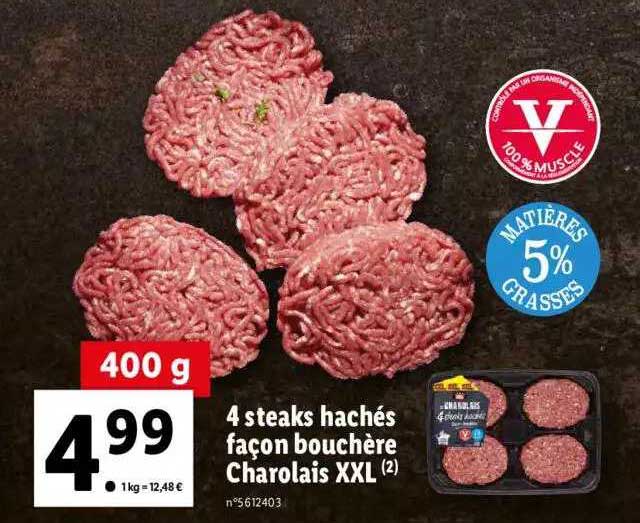 4 steaks hachés façon bouchère charolais XXL