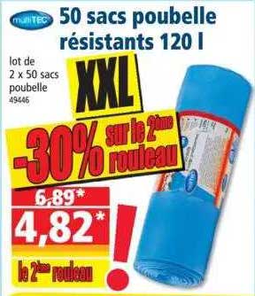 50 sacs poubelle résistants 120 l multiTEX