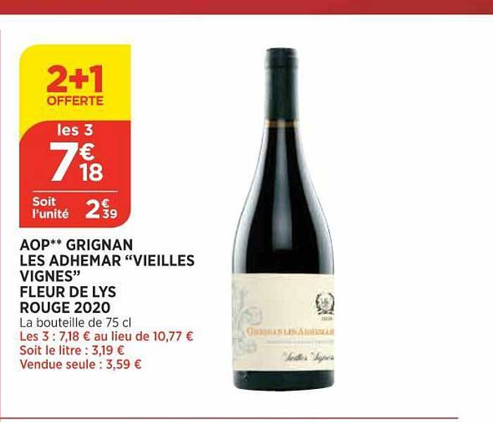 aop grignan les adhemar "vieilles vignes" fleur de lys rouge 2020