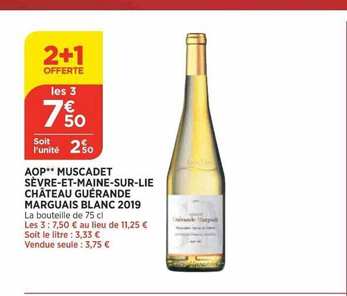 aop muscadet sèvre-et-maine-sur-lie château guérande marguais blanc 2019