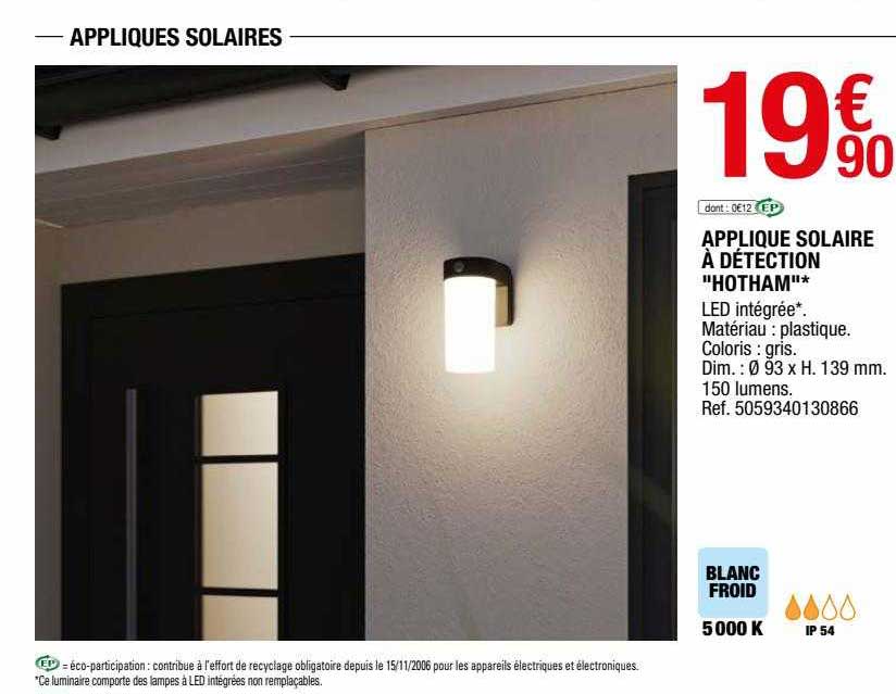 applique solaire à détection "hotham"