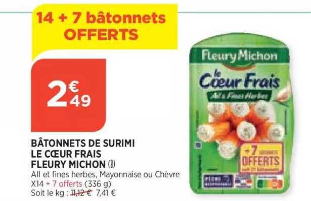 bâtonnets de surimi le cœur frais fleury michon