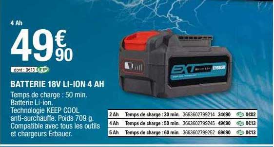 batterie 18v li-ion 4 ah