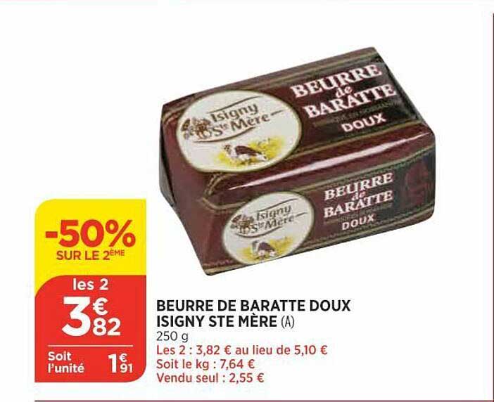 beurre de baratte doux isigny ste mère