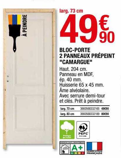bloc-porte 2 panneaux prépeint "camargue"