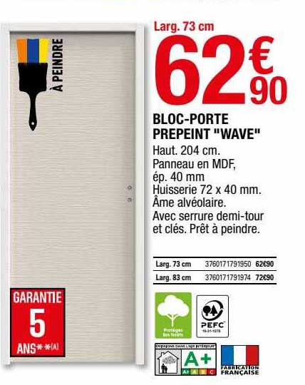 bloc-porte prépeint "wave"