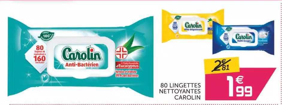Carolin 80 Lingettes Nettoyantes