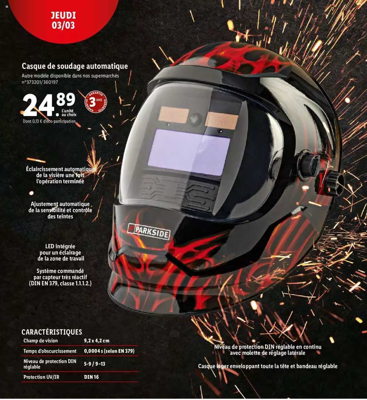 casque de soudage automaique parkside