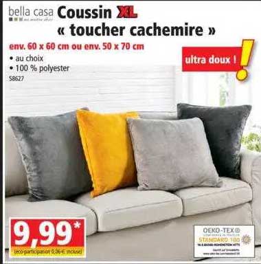 coussin "toucher cachemire" bella casa