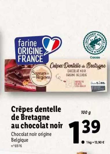 crêês dentelle de bretagne au chocolat noir