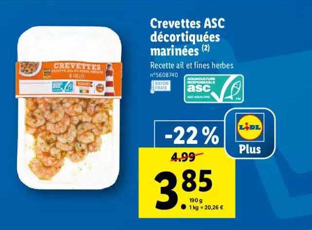 Crevettes Asc Décortiquées Marinées