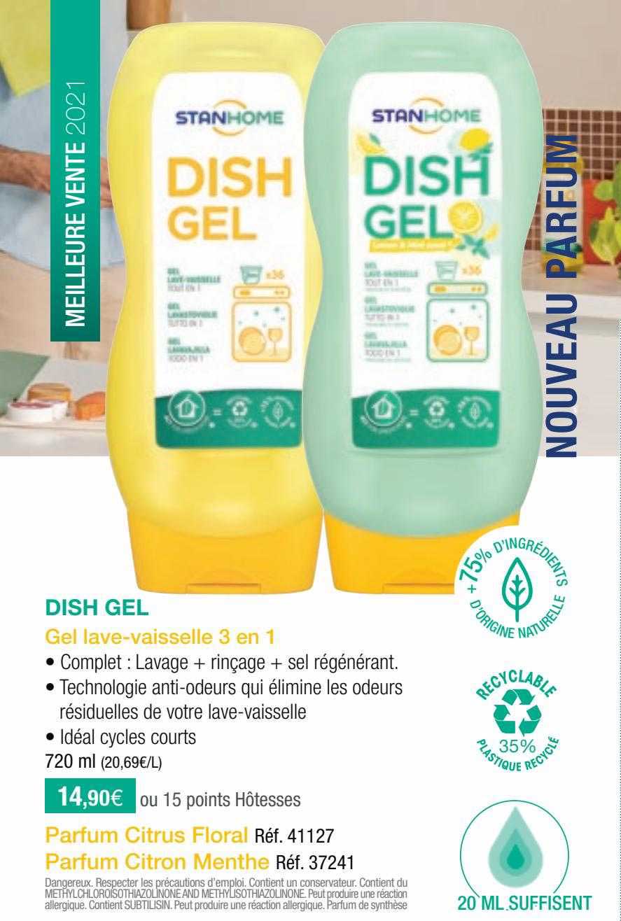 dish gel gel lave-vaisselle 3 en 1 parfum citrus floral parfum citron menthe