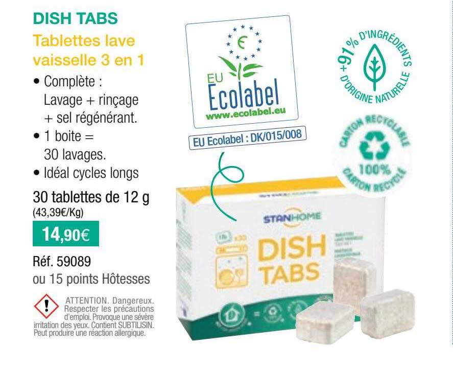 dish tabs tablettes lave vaisselle 3 en 1 stanhome