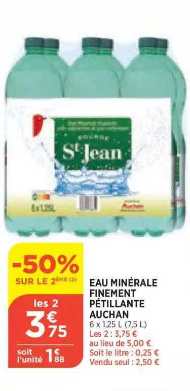 eau minérale finement pétillante auchan