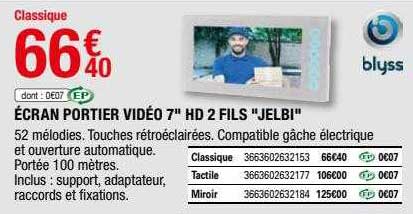 écran portier vidéo 7" hd 2 fils "jelbi"