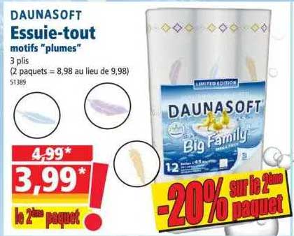 essuie-tout daunasoft motifs "plumes"