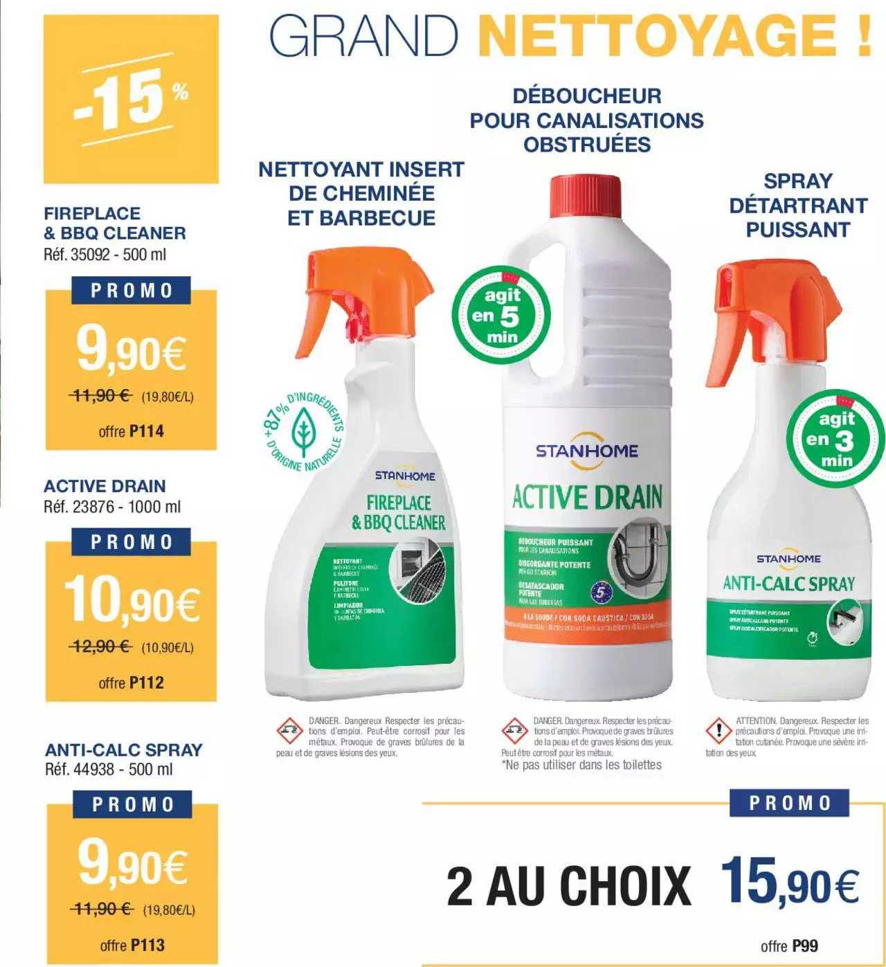 fireplace & bbq cleaner, active drain ou anti-calc spray
