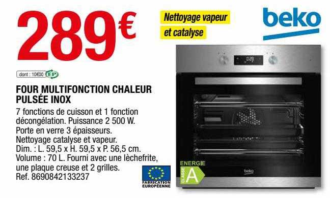 four multifonction chaleur pulsée inox beko