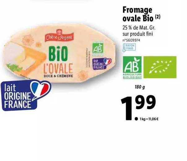 fromage ovale bio chêne d''argent